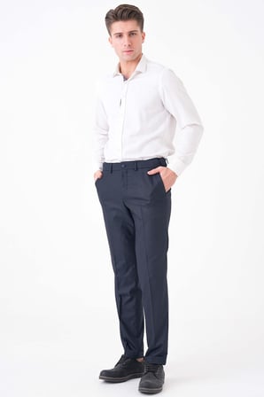 WORKMAN® FlexBelt™ Kızaklı İç Lastikli Lacivert Desenli Erkek Pantolon: Gizli Esnek Bel Tasarımıyla Gün Boyu Konfor