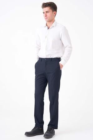 WORKMAN® FlexBelt™ Kızaklı İç Lastikli Koyu Lacivert Erkek Pantolon: Gizli Esnek Bel Tasarımıyla Gün Boyu Konfor