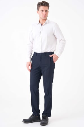WORKMAN® FlexBelt™ Kızaklı İç Lastikli Koyu Lacivert Erkek Pantolon: Gizli Esnek Bel Tasarımıyla Gün Boyu Konfor