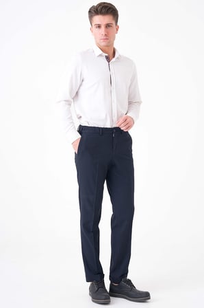 WORKMAN® FlexBelt™ Kızaklı İç Lastikli Koyu Lacivert Erkek Pantolon: Gizli Esnek Bel Tasarımıyla Gün Boyu Konfor