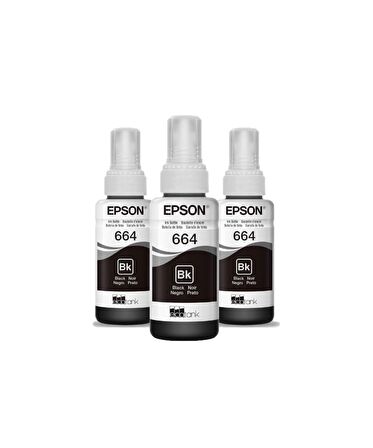 Epson 664 C13T66414A Black Üçlü Şişe Mürekkep Seti