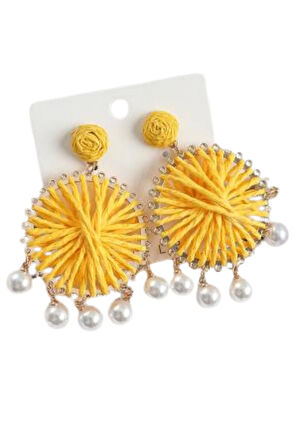 Sarı Hasırlı Küpe