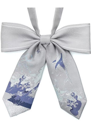 Waves And Pebbles Simli Gri Kadın Papyon