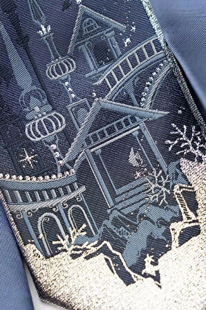 Waves And Pebbles Simli Lacivert Kadın Kravat