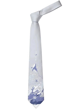 Waves And Pebbles Simli Gri Kadın Kravat