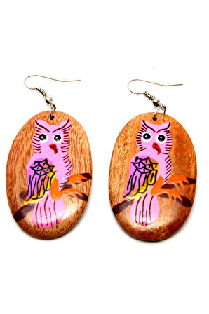 Ahşap Baykuş Küpe