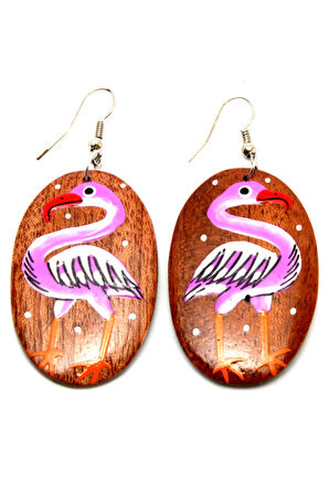 Ahşap Flamingo Küpe