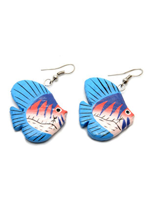 Ahşap Tropikal Balık Küpe