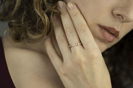 Minimal Stil 925 Ayar Rose Gümüş Yüzük