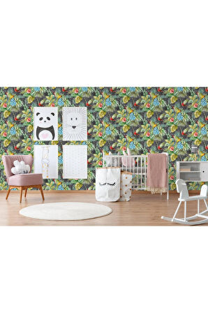 Papağan ve Tropikal Bitkili Trend Duvar Kağıdı- 9905-4 | Ce, Iso 9001, Iso 10002, Iso 14001