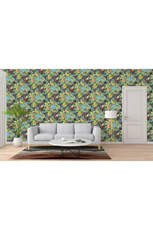 Papağan ve Tropikal Bitkili Trend Duvar Kağıdı- 9905-4 | Ce, Iso 9001, Iso 10002, Iso 14001