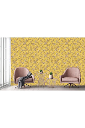 Tropicano Çiçek Desenli Trend Duvar Kağıdı 9914-4, Sarı | Ce, Iso 9001, Iso 10002