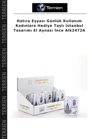 Hatıra Eşyası Günlük Kullanım Kadınlara Hediye Taşlı İstanbul Tasarımı El Aynası İnce Alk2472A