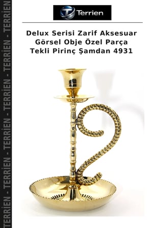 Delux Serisi Zarif Aksesuar Görsel Obje Özel Parça Tekli Pirinç Şamdan 4931