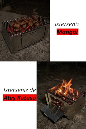 KROM KATLANABİLİR MANGAL VE ATEŞ KUTUSU