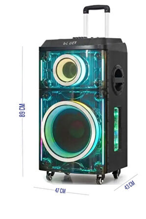 12"+1 Tweeter/Equalizer Profosyonel Bluetooth Hoparlör 60000WATTS Speaker Çift Mikrofonlu Derin Bass