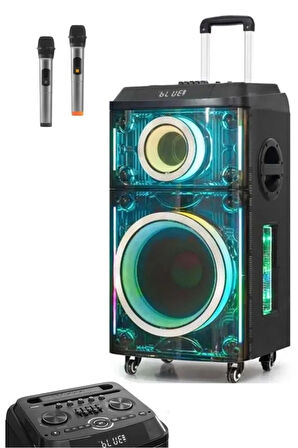 12"+1 Tweeter/Equalizer Profosyonel Bluetooth Hoparlör 60000WATTS Speaker Çift Mikrofonlu Derin Bass