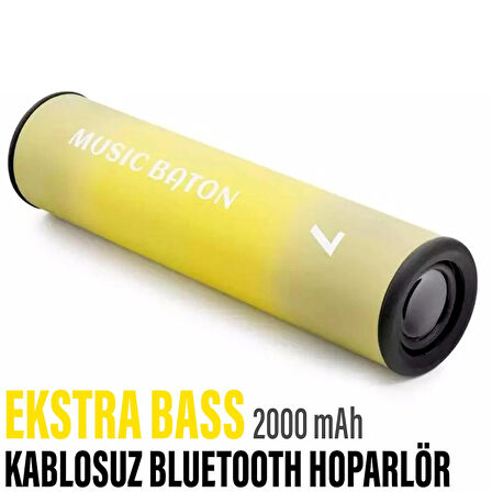 Kablosuz Silindir Bluetooth Hoparlör Speaker Ekstra Bass Ses Bombası 2000 mAh IP65 Su Geçirmez