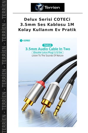Delux Serisi COTECi 3.5mm Ses Kablosu 1M Kolay Kullanım Ev Pratik