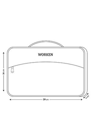 15.6" Askılı Laptop Evrak Ve Macbook Çantası 39x30x4 Cm.düz Desen Vegan Deri Lila