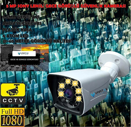 4 Kameralı 250 GB HDD Gece Renkli 5MP Lensli 1080P FULLHD Kamera Seti - Su Gecirmez- Sabit İP Gerektirmez