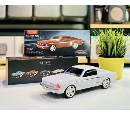 Wster WS-1967BT Ford Mustang GT 1967 Model Araba 10 W FM Radyo Bluetooth Hoparlör BEYAZ