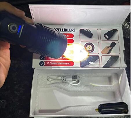 Wıson Ws-3898 Uzun Menzilli 20w Profesyonel El Feneri Siyah