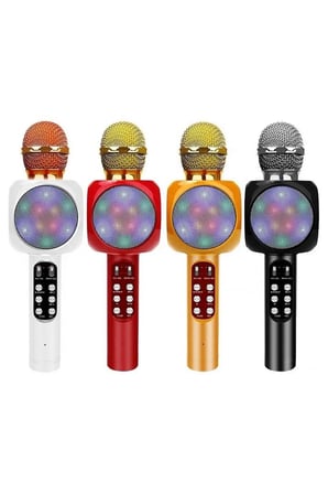 WS-1816 Bluetooth Speaker Karaoke Mikrofonlu Kablosuz Hoparlör Hafıza Kartı ve Usb Girişli Şarjlı Rgb Led Işıklı Müzikçalar