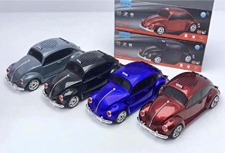 WSTER WS-1939 BEETLE Araba Görünümlü Taşınabilir Kablosuz Bluetooth Hoparlör ve Radyo