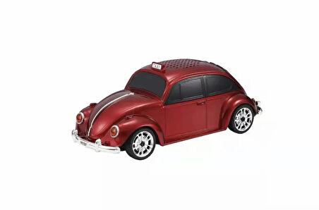 WSTER WS-1939 BEETLE Araba Görünümlü Taşınabilir Kablosuz Bluetooth Hoparlör ve Radyo KIRMIZI