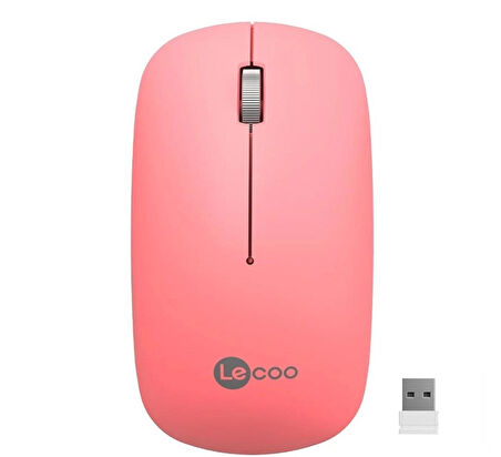 Lenovo Lecoo WS214-P 1200DPI 3 Tuşlu Optik Kablosuz Mouse Pembe