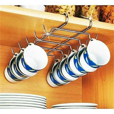 Woody Sofia 10 Kancalı Fincan Kupa Bardak Askısı Bardaklık Raf Organizer