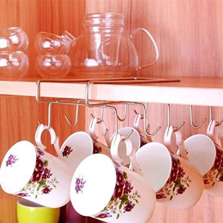 Woody Sofia 10 Kancalı Fincan Kupa Bardak Askısı Bardaklık Raf Organizer