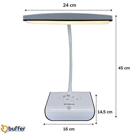 Woody Sofia Şarjlı Oynar Esnek Başlıklı Dokunmatik 3 Farklı Modda Yanan Kaymaz Taban LED Masa Lambası