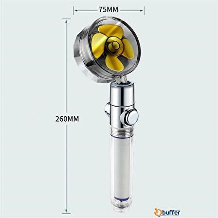 Woody Sofia Turbo Pervaneli ve Filtreli Su Tasarruflu 360 Derece Dönebilen Tazyikli Duş Başlığı