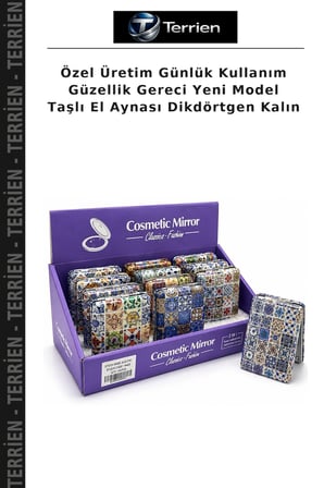 Özel Üretim Günlük Kullanım Güzellik Gereci Yeni Model Taşlı El Aynası Dikdörtgen Kalın