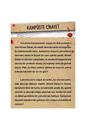 Dedektif oyunu "Kampüste Cinayet" Cinayet çözme oyun tatilde arkadaşlarla kutu oyunu yılbaşı oyunlar