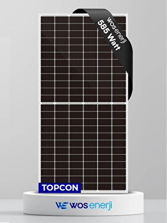 Wos Enerji 585w Watt Güneş Paneli Half-cut Topcon Çift Cam Solar Panel (ÇİFT YÖNLÜ)
