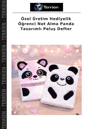 Özel Üretim Hediyelik Öğrenci Not Alma Panda Tasarımlı Peluş Defter