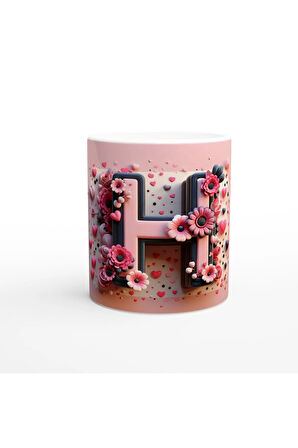 H Harfi Zarif Alfabe Kupa Bardak