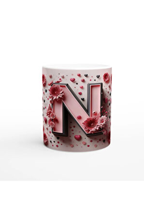 N Harfi Şık Detaylı Alfabe Kupa Bardak