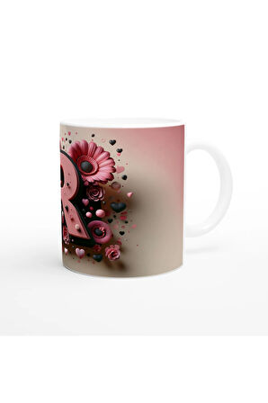 R Harfi Modern Tasarımlı Kupa Bardak