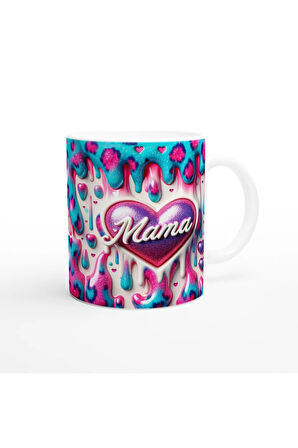 Mama Yazılı Parıltılı Renk Patlaması Anneler Günü Kupa Bardak