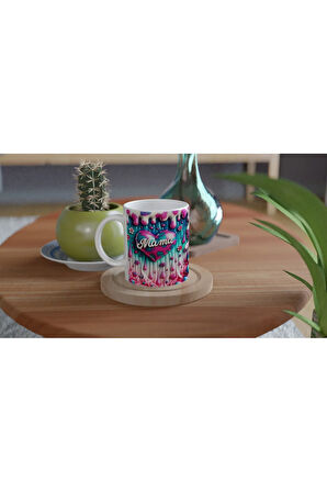 Mama Yazılı Canlı Renkli Kalpli Anneler Günü Kupa Bardak