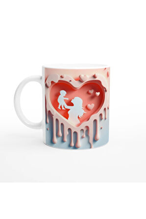 Kalpli Çerçevede Yüz Yüze Bakan Anne Çocuk Kupa Bardak