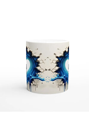 Katmanlı Kalp Desenli Mavi Çiçekli Anne ve Çocuk Kupa Bardak