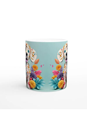 Konfeti Desenli Neşeli Köpek Baskılı Renkli Kupa Bardak