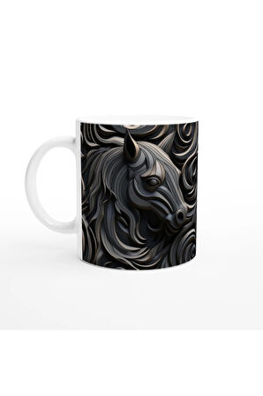 Soyut Desenli Modern At Figürlü Kupa Bardak