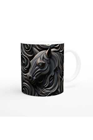 Soyut Desenli Modern At Figürlü Kupa Bardak