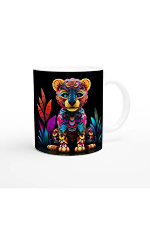 Renkli Leopar Yavrusu Kupa Bardak